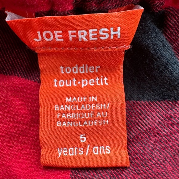 Joe Fresh 5T Girls  Red Buffalo Plaid Embroidered Long Sleeve Shirt - Picture 4 of 4